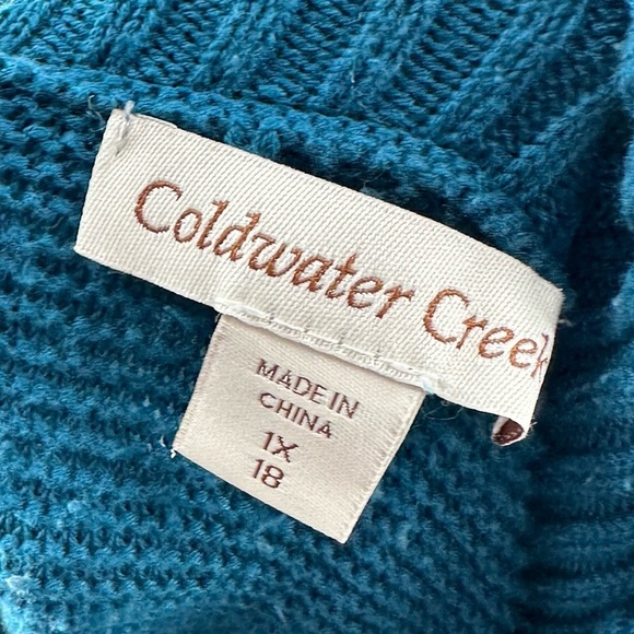 Coldwater Creek knit dolman sleeve sweater size 1X 18 blue teal turtleneck - Picture 8 of 11